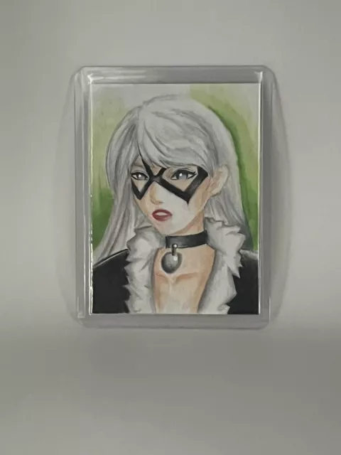 Black Cat Sketch Card By Caramel Macchiato - Artist Trading Card - Marvel