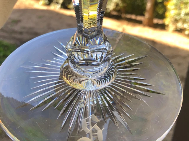 AMERICAN BRILLIANT cut glass compote "Hob Diamond" SIGNED H.P. Sinclaire. VIDEO! 12