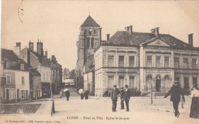 COSNES-SUR-LOIRE hôtel de ville église saint-jacques éd pontaut timbrée 1904