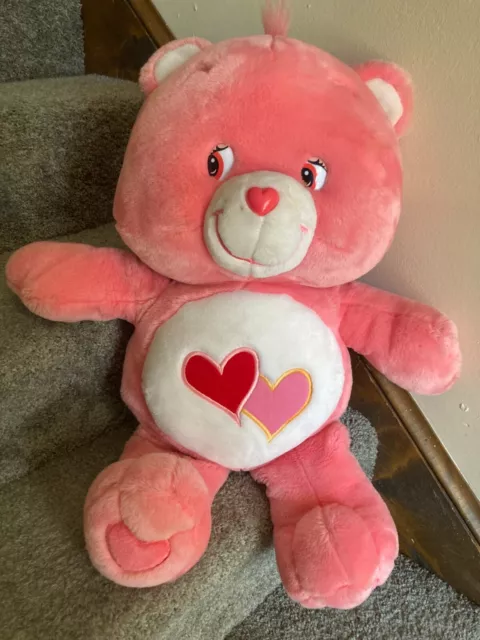 LARGE JUMBO Care Bears PINK LOVE-A-LOT BEAR 26" Plush STUFFED ANIMAL TOY 2002