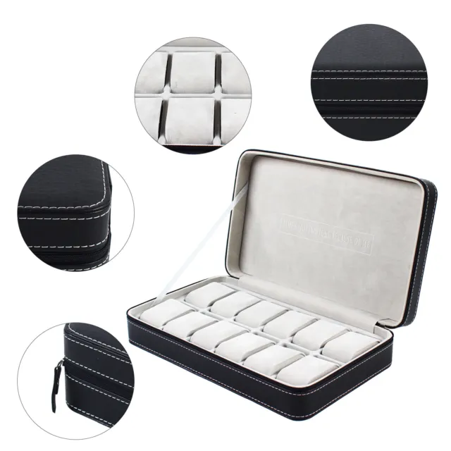 6 /10 /12 Slots Watch Jewelry Portable Storage Collector Display Box W/ Zipper