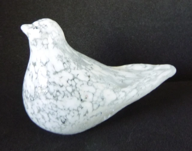 Hand Blown Art Glass Bird clear with White 3.5" paperweight figurine A