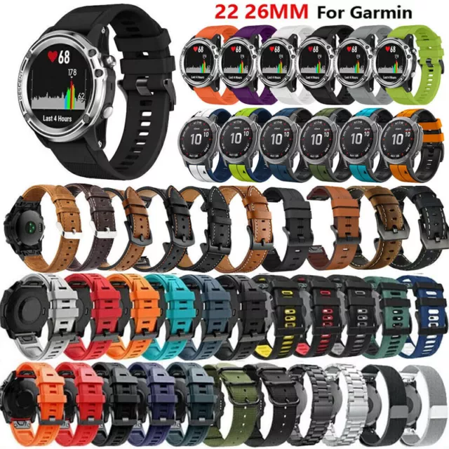 Silicone/Nylon/Leather/Metal Band Strap For Garmin Fenix 5 6 7 Pro/5X 6X 7X//3HR