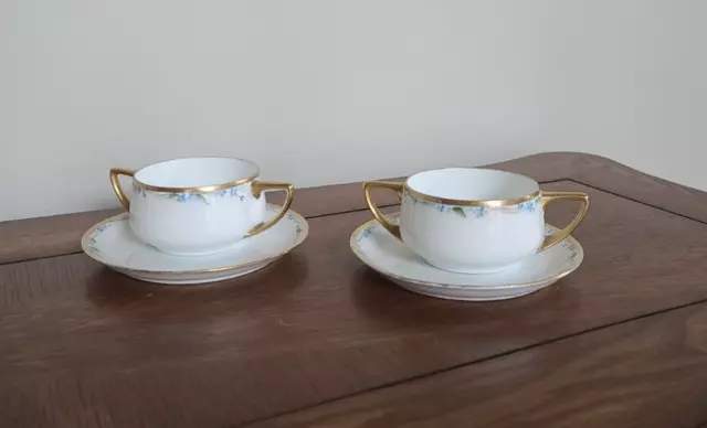 2 Rosenthal Bavaria Selb Donatello Double Handled Soup Bowls And Saucers