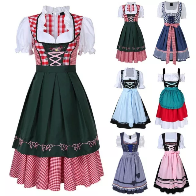 Womens Oktoberfest Beer Maid Wench German Bavarian Dirndl Fancy Dress Costume