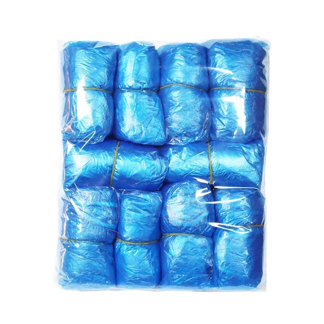New Blue 100 Pieces of Large Size Disposable Plastic Shoe Covers whthin 50 Yards