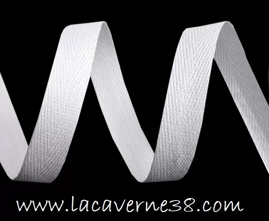 1/3 m Ruban sergé 20 mm blanc coton chevron mercerie couture