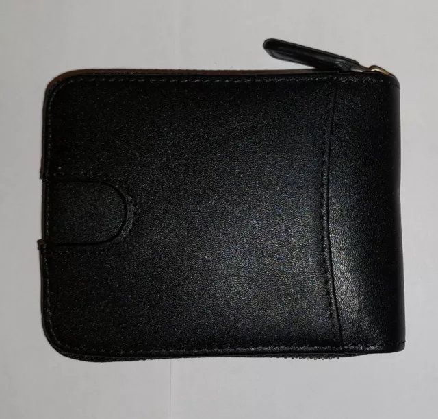 Rfid Men's Leather Zipper Wallet Zip Around Wallet Bifold Multi Card Holder Purs