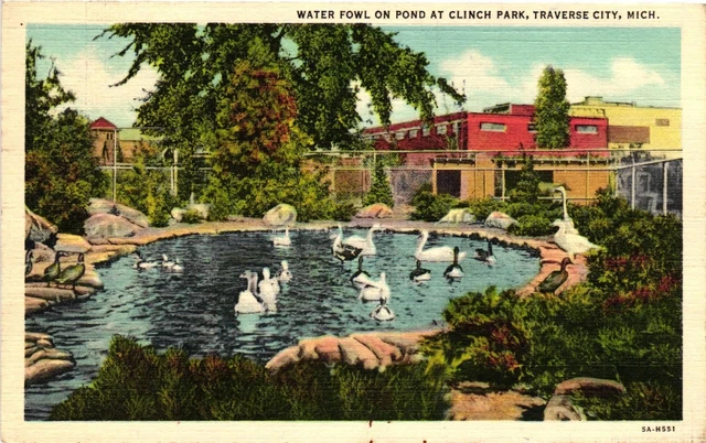 Vintage Postcard- H551. CLINCH PARK, TRAVERSE CITY, MI. Posted 1948