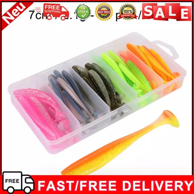 50pcs T Tail Soft Lures Artificial Fishing Bait for Freshwater (7cm 2.1g)