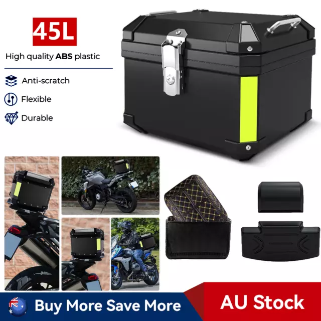 45L Motorcycle Tail Box Scooter Trunk Waterproof Black Luggage Storage Top Case