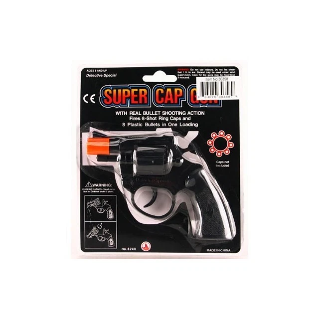 SUPER CAP TOY Gun DETECTIVE SPECIAL Revolver 8 Shot Ring Caps Pistol