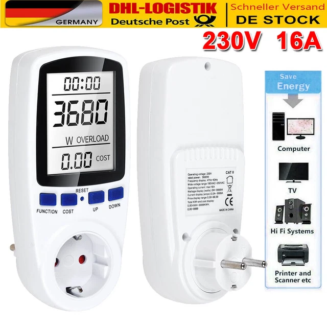 PM01 Leistungsmesser Wattmeter - Misst Strom, Spannung, Leistung & Frequenz Bis 65A/3680W