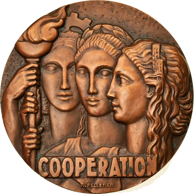 [#4045] Frankreich, Medaille, Art Déco, Hommage de la Coopération, Politics, Soc