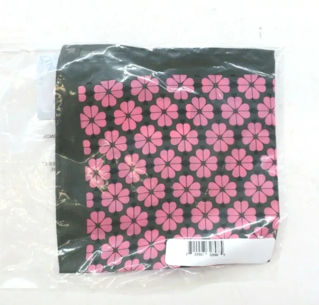 Kate Spade New York 100% Silk Scarf Pink Flower Heart 11.5"x11.5" Pocket Square