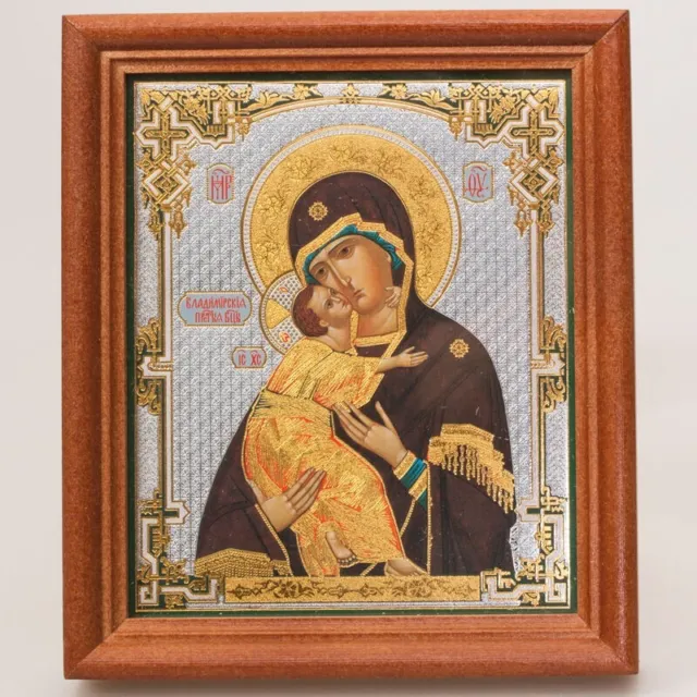 5x6.5" Our Lady of Vladimir Orthodox Christian Icon, Framed Владимирская Икона
