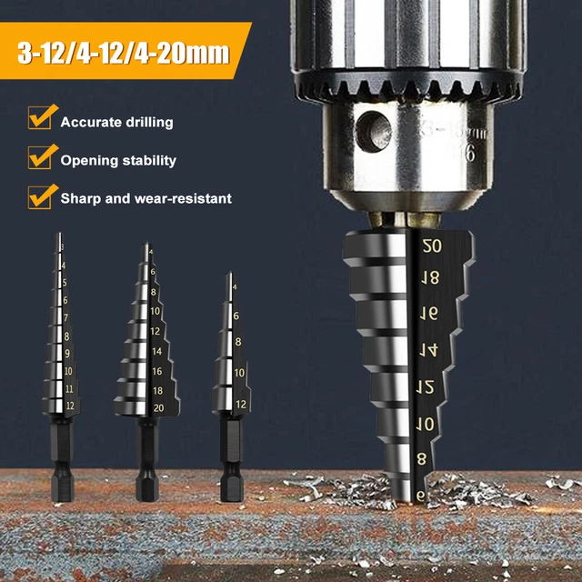 3PACK Drilling Tools Set HSS Straight Groove Step Drill Bit Set Wood Metal Hole!