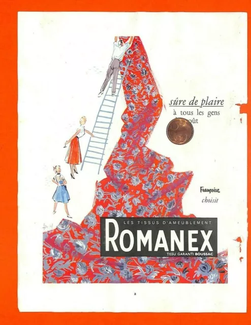 Tissus D' Ameublement " Boussac Romanex " Publicite Advertising
