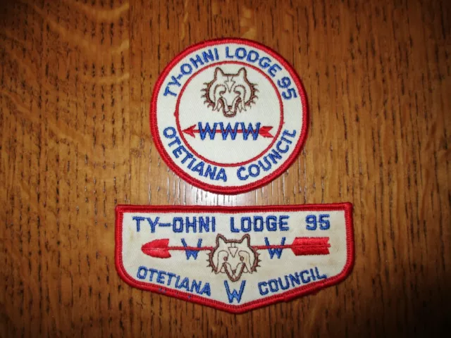 Boy Scout OA Ty-Ohni Lodge 95 R1 patch & F2 flap Otetiana Council NY