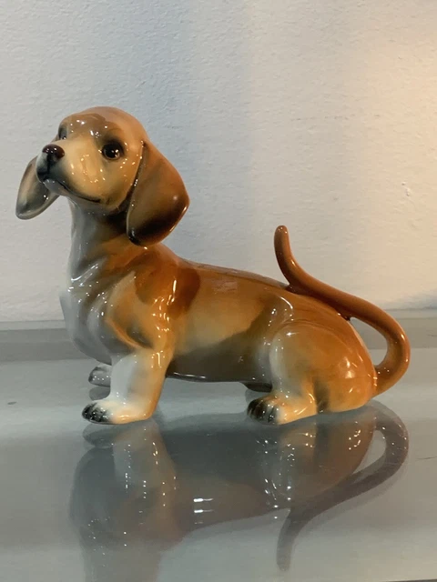 Vintage Josef Originals Beagle Figurine Hand Painted Golden Brown Korea