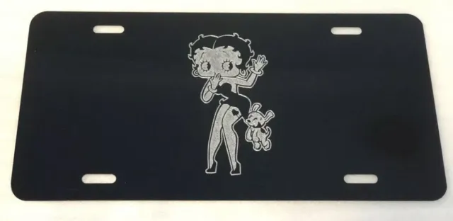 Betty Boop 1 Logo Car Tag Diamond Etched on Aluminum License Plate