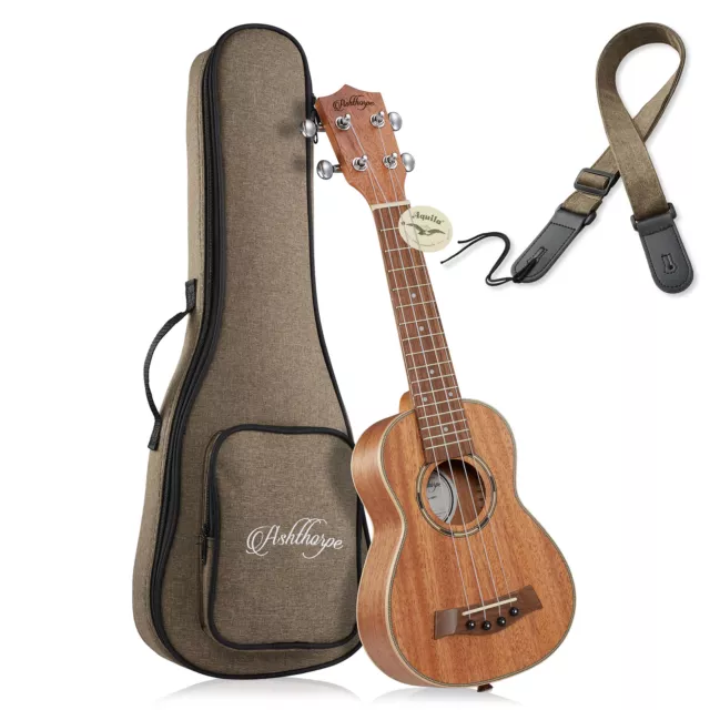 OPEN BOX - 21" Soprano Solid Mahogany Ukulele - Hawaiian Uke Guitar with Gig Bag