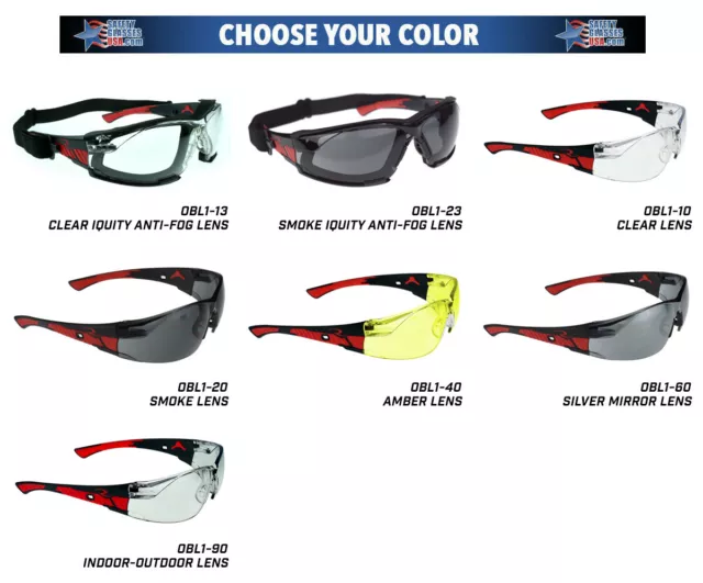 Radians Obliterator Safety Glasses Sunglasses You Pick Lens Color ANSI Z87.1
