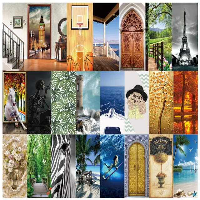 Creative Design Beach Landscape Door Sticker PVC Decal Self-adhesive Wrap Mural