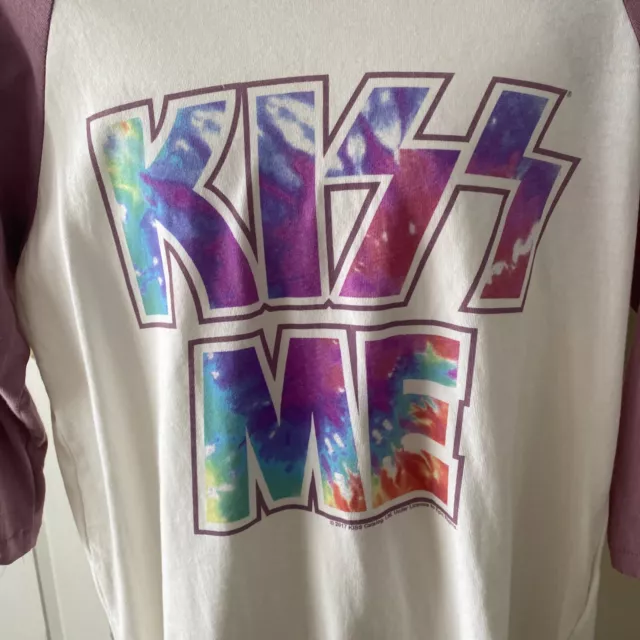 NEW Junk Food Kiss Me Graphic Tee Shirt 3/4 Sleeve Top  M 2