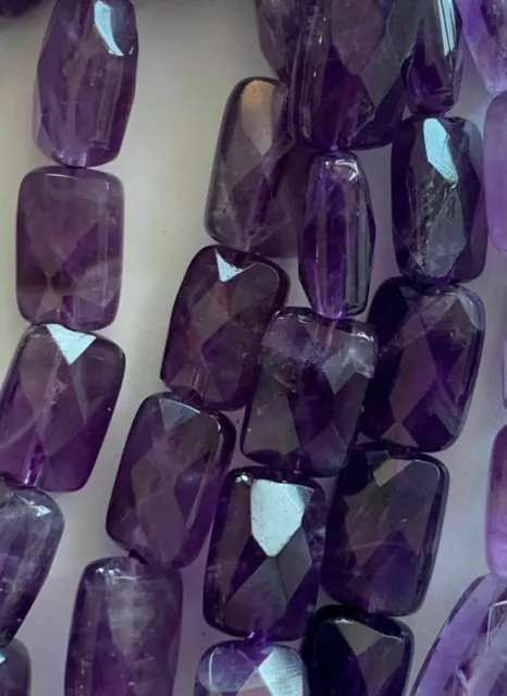 1 Strand Genuine Faceted Rectangle Amethyst Beads - 9x7mm -  Great for Earrings