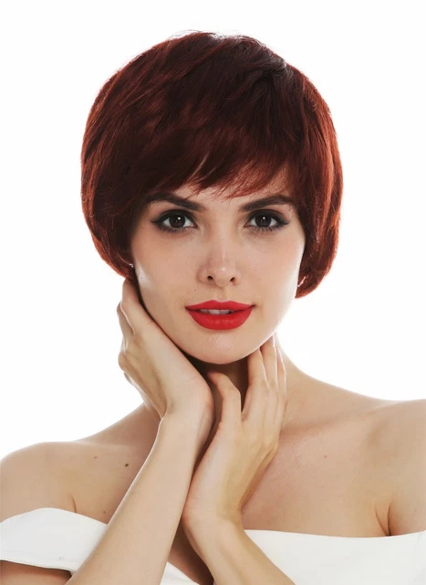 WIG ME UP Kurzhaarperücke Fransig In Aubergine-rot – Hochwertige Tressenperücke Aus Kunsthaar