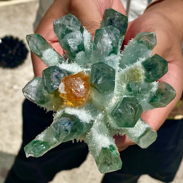 1.2LB New Find Green Phantom Quartz Crystal Cluster Mineral Specimen Healing 8