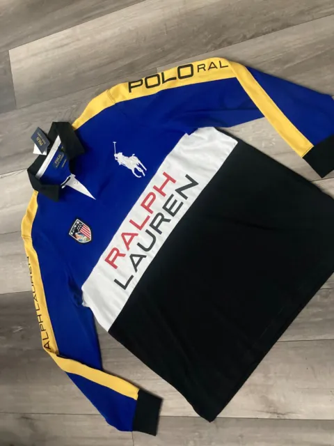 POLO RALPH LAUREN Alpine Racing Colorblock Rugby Polo Shirt New W/Tags ...