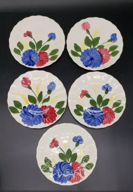 5 Vintage Blue Ridge Pottery Scallop Dish 6.25" Chrysanthemum Colonial Set Lot