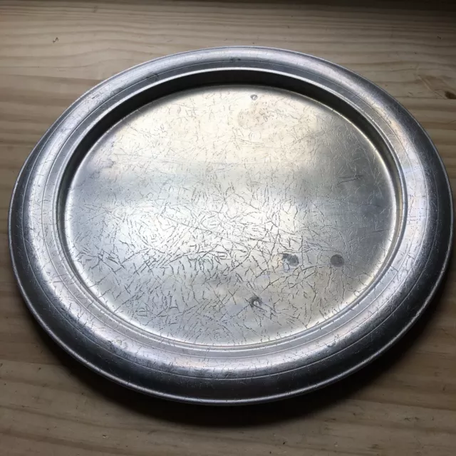 Vintage 1950s West Bend Aluminum Round Serving Tray Platter Made in USA 12.75"D