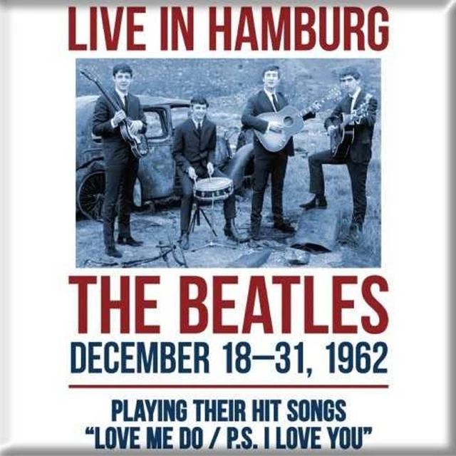 Magnete frigorifero Beatles 1962 Amburgo nuovo ufficiale 76 mm x 76 mm