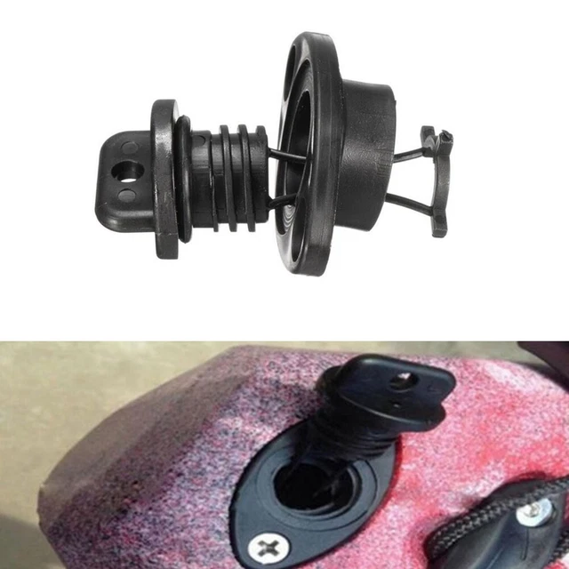 Black Boat Drain Screw Bung + Socket 18mm Transom Captive Plug Chandlery Kit