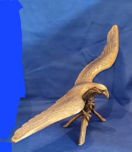 Vintage 18" Brass Eagle taking off from a branch. 
