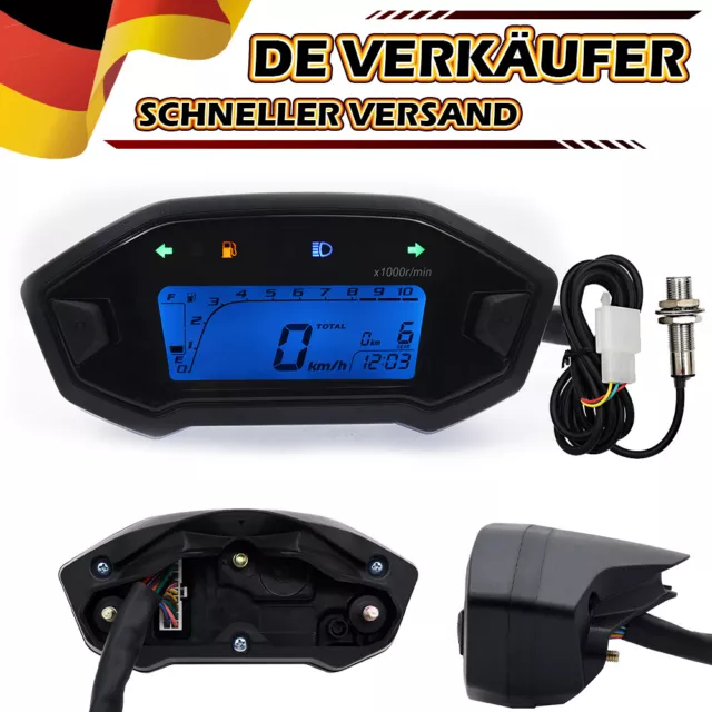 Motorrad Tacho LCD Digital Tachometer Motorrad Tachometer Gauge Kilometerzähler.