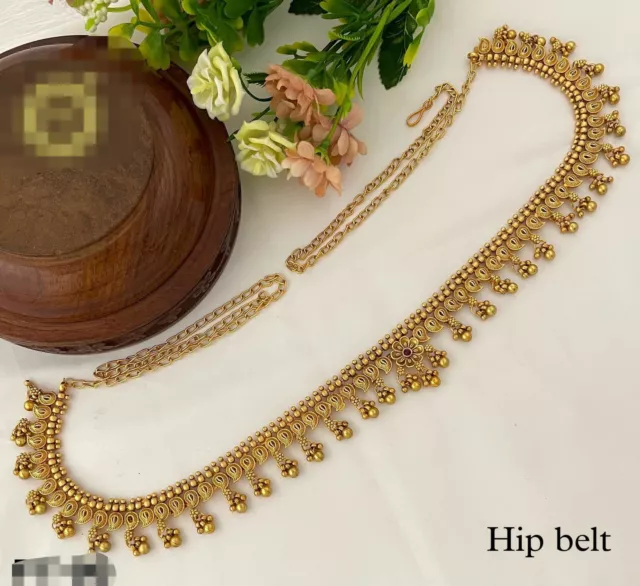 Indian Bollywood Style CZ Kamar Bandh Bridal Waist Belt South Indian Jewelry Set 3