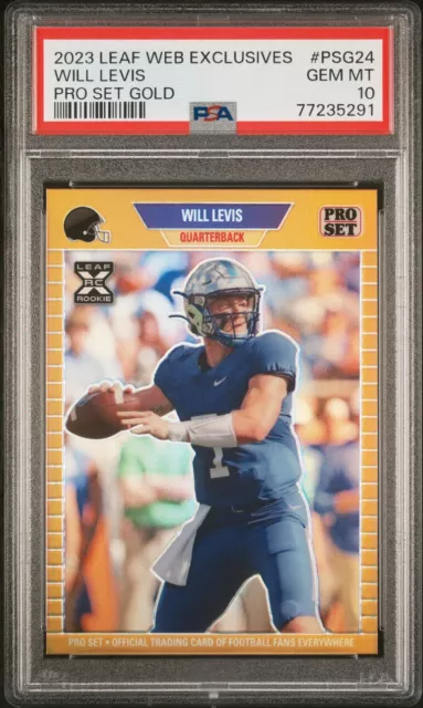 2023 LEAF PRO SET Metal Gold Prizm Refractor # /199 WILL LEVIS Rookie PSA 10 GEM