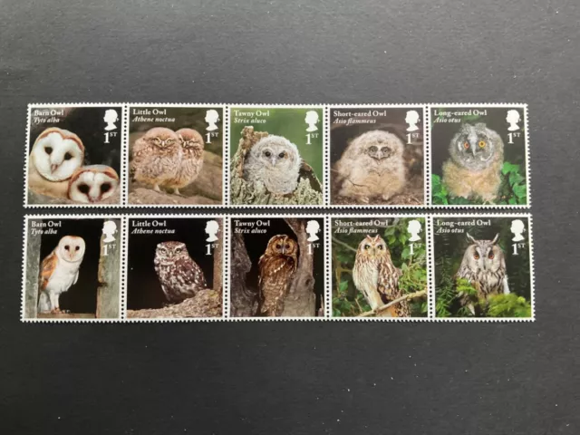 GB STAMPS 2018 OWLS  FULL SET OF 10 MNH MINT IN STRIPS. BARN, TAWNY. Birds