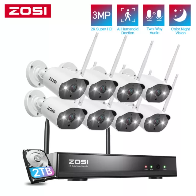 ZOSI 3MP WLAN Überwachungskamera Set Außen 5MP HDD NVR IP Kamera 30M Nachtsicht