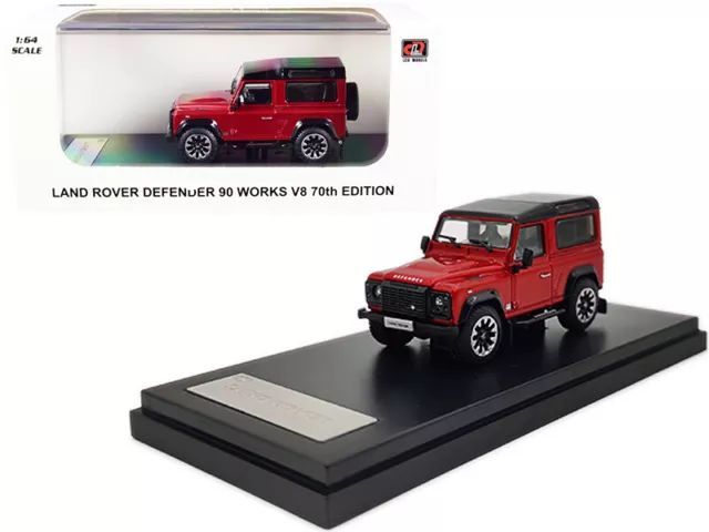 Land Rover Defender 90 Works V8 Red Metallic with Black Top "70th Edition" 1/64