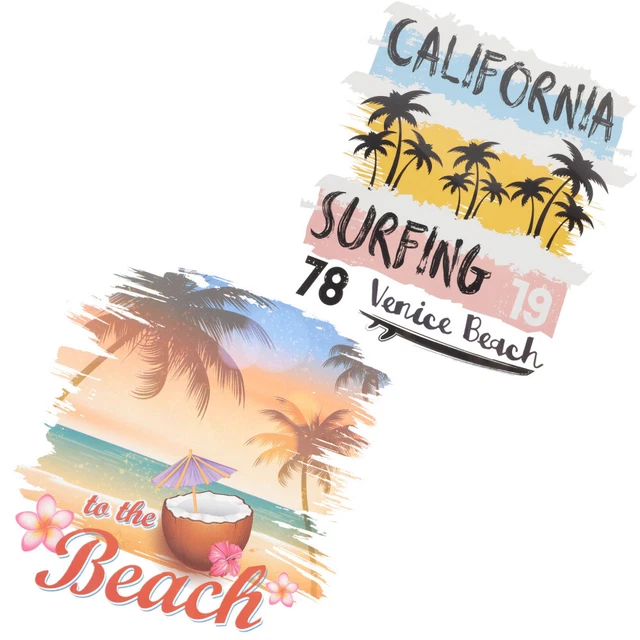 2 Pcs Iron Decals Heat Transfer Vinyl Shirts Printing Applique