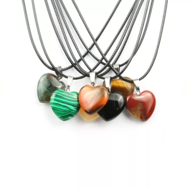Natural Quartz Crystal Stone Chakra Healing Gemstone Heart Pendant Necklace