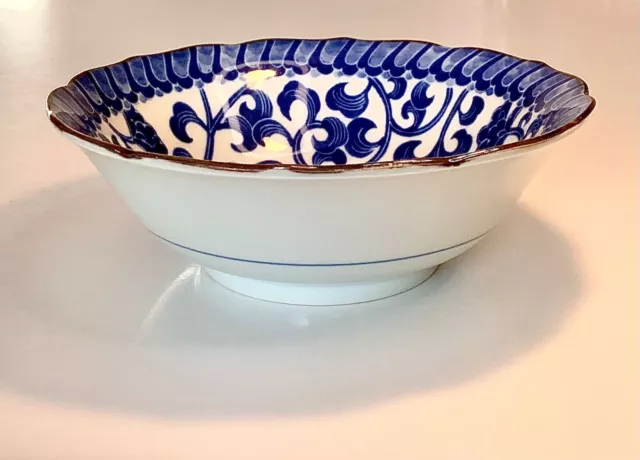 Antike Chinesische Porzellan Schüssel Blau Weiß Schale Pfingstrose Anfang 20. Jh