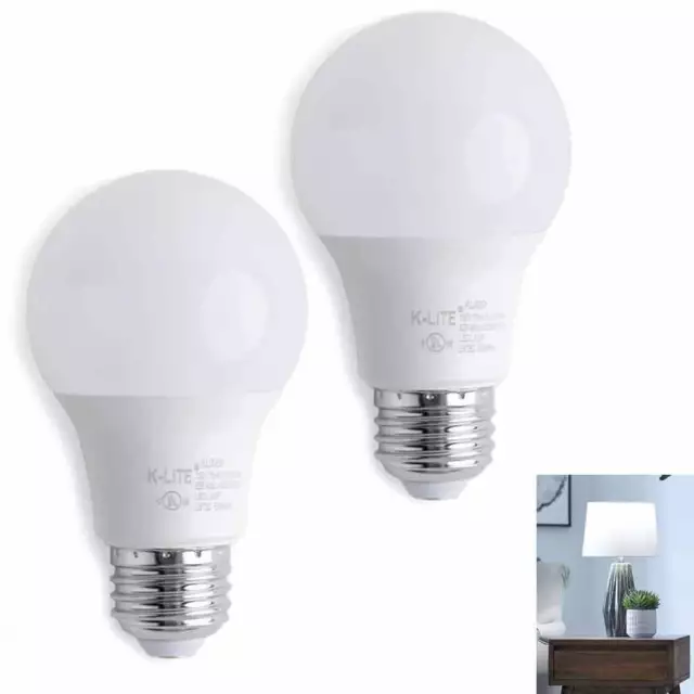 2 Paquete LED Bombillas 9W 60W Blanco A19 800 Lumens Energía Ahorros Ul Listado