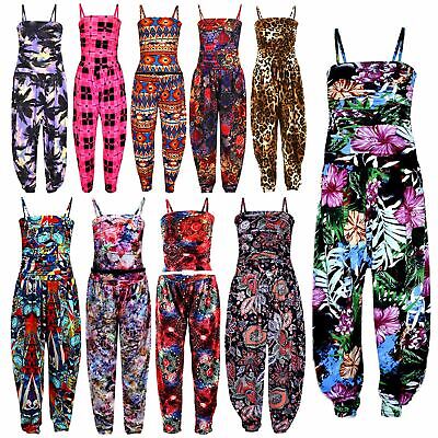 Girls Jumpsuit Kids Floral Leopard Aztec Tribal Print Trendy Playsuit All In One
