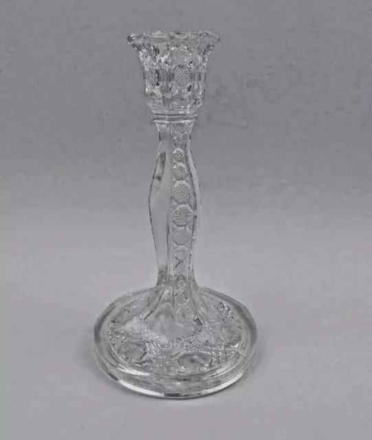 Antiker Pressglas Leuchter Kerzenhalter H 19,5 cm Jugendstil feines Blütendekor